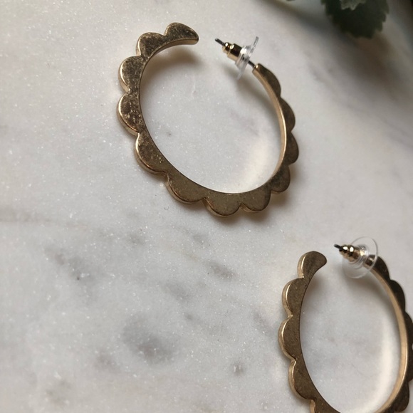 The Paisley - Scalloped Vintage Gold Hoops - Picture 2 of 5